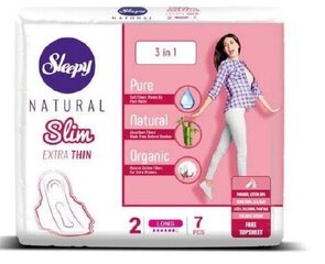 Прокладки Sleepy Natural SLIM Long, 7 шт. цена и информация | Тампоны, гигиенические прокладки для критических дней, ежедневные прокладки | pigu.lt