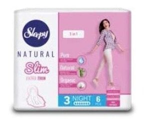 Прокладки Sleepy Natural SLIM Night, 6 шт. цена и информация | Тампоны, гигиенические прокладки для критических дней, ежедневные прокладки | pigu.lt