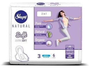 Sleepy Natural SOFT higieniniai įklotai Night (6vnt) kaina ir informacija | Tamponai, higieniniai paketai, įklotai | pigu.lt