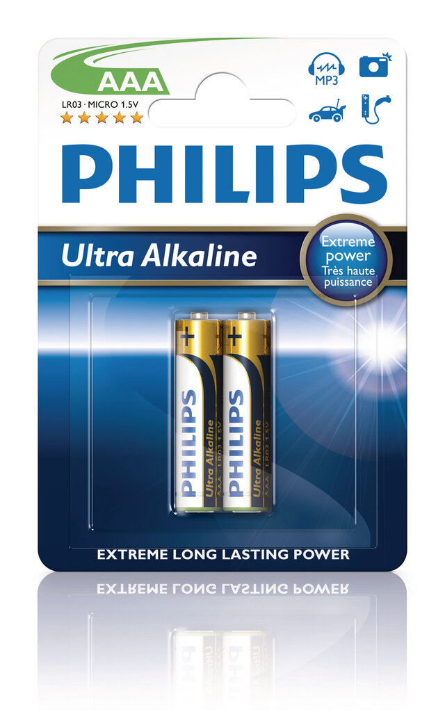 PHILIPS Ultra Alkaline AAA/R03 B2 elementai цена и информация | Elementai | pigu.lt