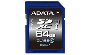 Карта памяти Adata Premier Pro SDXC UHS-I U1 64 ГБ цена и информация | ADATA Фотооборудование | pigu.lt