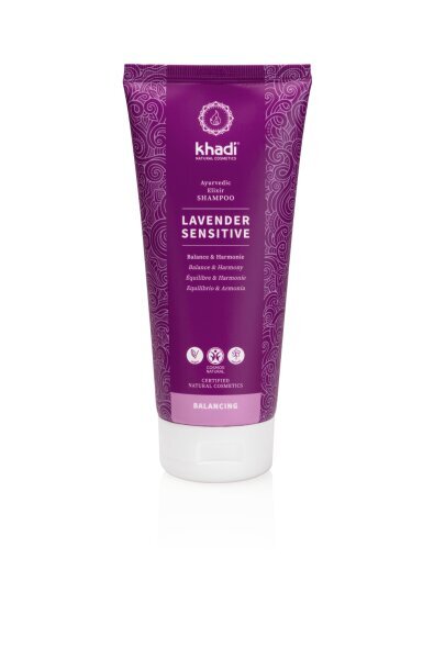 Ajurvedinis šampūnas jautriai galvos odai Lavender Sensitive Elixier, Khadi 200ml цена и информация | Šampūnai | pigu.lt