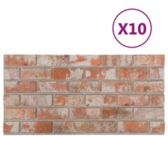 vidaXL Sienos plokštės, 10vnt., raudonos, EPS, plytų dizaino, 3D kaina ir informacija | Lubų, sienų dekoro elementai | pigu.lt