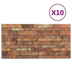 vidaXL Sienos plokštės, 10vnt., rudos, EPS, plytų dizaino, 3D kaina ir informacija | Lubų, sienų dekoro elementai | pigu.lt