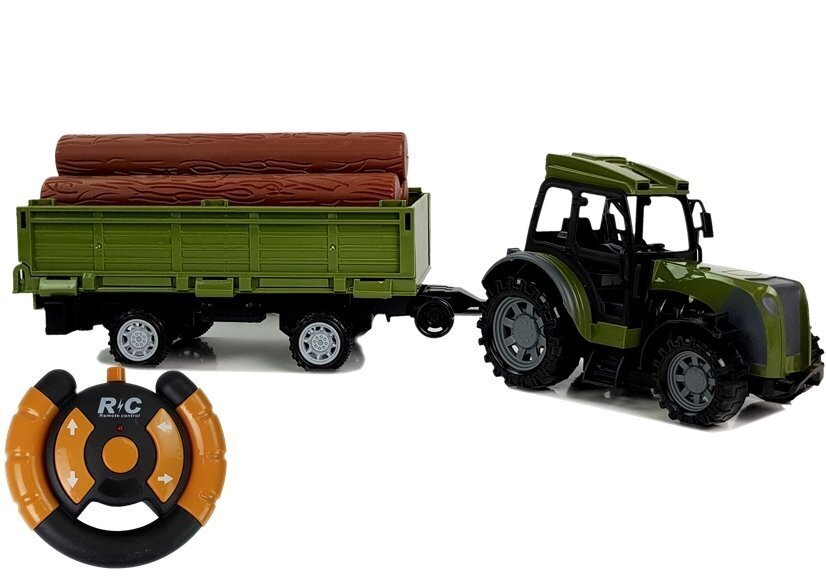 Nuotoliniu būdu valdomas traktorius su priekaba ir rąstais цена и информация | Žaislai berniukams | pigu.lt