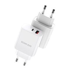 Сетевая зарядка Dux Ducis C70 USB-A/Type-C PD20W + QC18W белая цена и информация | Зарядные устройства для телефонов | pigu.lt
