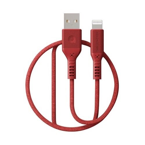 Premium MFI sertifikuotas kabelis USB A - Lightning (raudonas, 1.2m) Military Grade kaina ir informacija | Laidai telefonams | pigu.lt