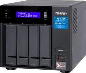 Qnap NAS tinklinė saugykla TVS-472XT-I3-4G Juoda kaina ir informacija | Išorinių kietųjų diskų dėklai | pigu.lt