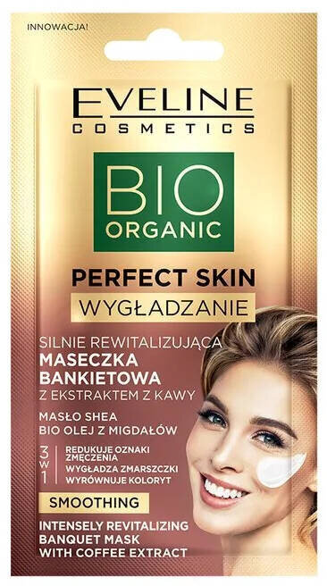 Veido kaukė su kavos ekstraktu Eveline BIO Organic Perfect Skin, 8 ml kaina ir informacija | Veido kaukės, paakių kaukės | pigu.lt