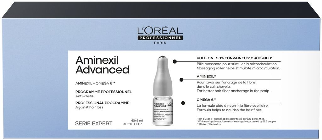 Ampulės nuo plaukų slinkimo L'Oreal Professionnel Serie Expert Aminexil Advanced, 10x6 ml kaina ir informacija | Priemonės plaukų stiprinimui | pigu.lt