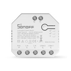 Умный переключатель Sonoff WiFi, Dual R3 цена и информация | Выключатели, розетки | pigu.lt