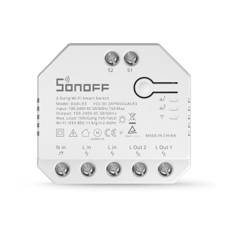 Išmanus jungiklis Sonoff WiFi Dual R3 kaina ir informacija | Elektros jungikliai, rozetės | pigu.lt