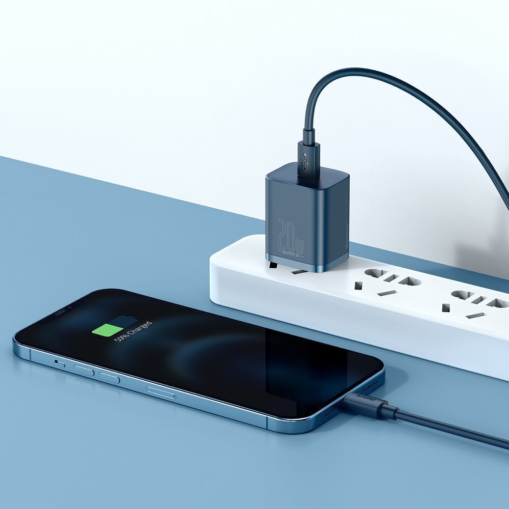 Įkroviklis Baseus Super Si 1C USB Type C 20 W Power Delivery + USB Type C - Lightning, 1m (TZCCSUP-B03) kaina ir informacija | Krovikliai telefonams | pigu.lt