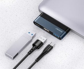 USAMS SJ490 USB-C šakotuvas į 2xUSB ir 1xUSB-C, Juodas kaina ir informacija | Usams Kompiuterinė technika | pigu.lt