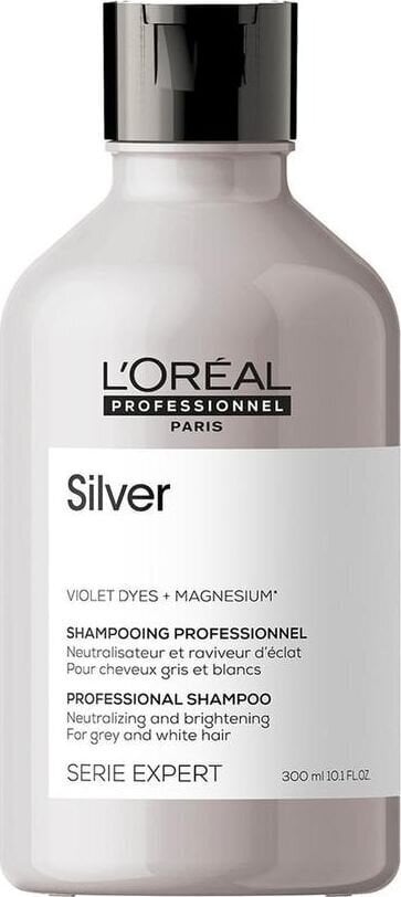 Geltonus atspalvius neutralizuojantis šampūnas žiliems ir šviesintiems plaukams L’Oreal Professionnel Serie Expert Silver 300 ml kaina ir informacija | Šampūnai | pigu.lt