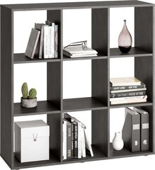 Книжный шкаф с 9 отделениями FMD Lumarko, серый, матовый цена и информация | Полки | pigu.lt