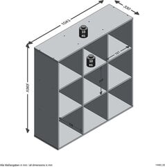 FMD Pastatoma lentyna su 9 skyriais, matera pilkos spalvos kaina ir informacija | Lentynos | pigu.lt