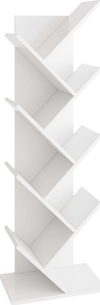 FMD Pastatoma knygų lentyna, baltos spalvos, geometrinio dizaino kaina ir informacija | Lentynos | pigu.lt