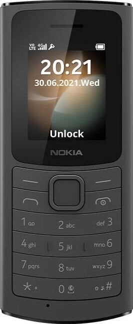 Nokia 110 4G, Dual SIM, Black kaina ir informacija | Mobilieji telefonai | pigu.lt