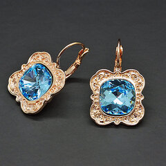 Серьги "Ностальгия (Aquamarine Blue)" с кристаллами Swarovski™ цена и информация | Серьги | pigu.lt