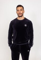 Vyriškas aksominis džemperis su dizainerio juostele SMP21020, juodas kaina ir informacija | Džemperiai vyrams | pigu.lt