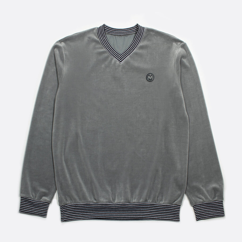 Vyriškas aksominis megztinis su V formos iškirpte SMP21017, pilkas цена и информация | Džemperiai vyrams | pigu.lt