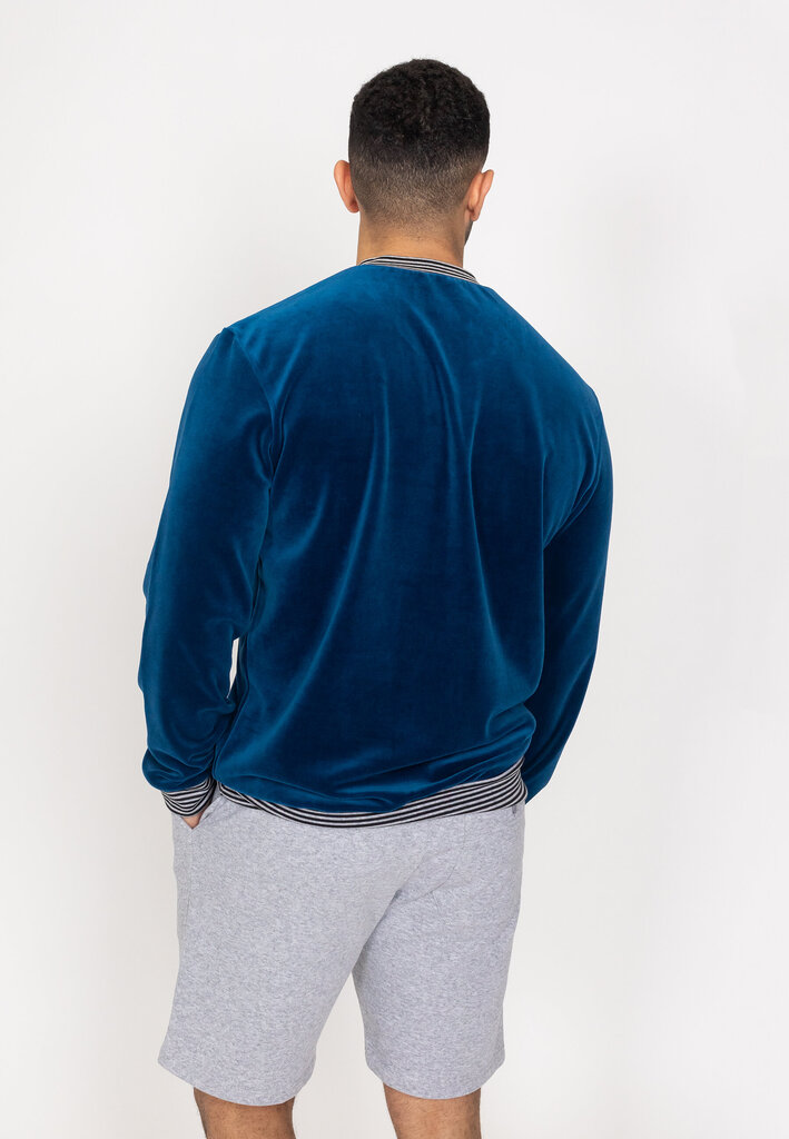 Vyriškas aksominis megztinis su V formos iškirpte SMP21017, mėlynas kaina ir informacija | Džemperiai vyrams | pigu.lt