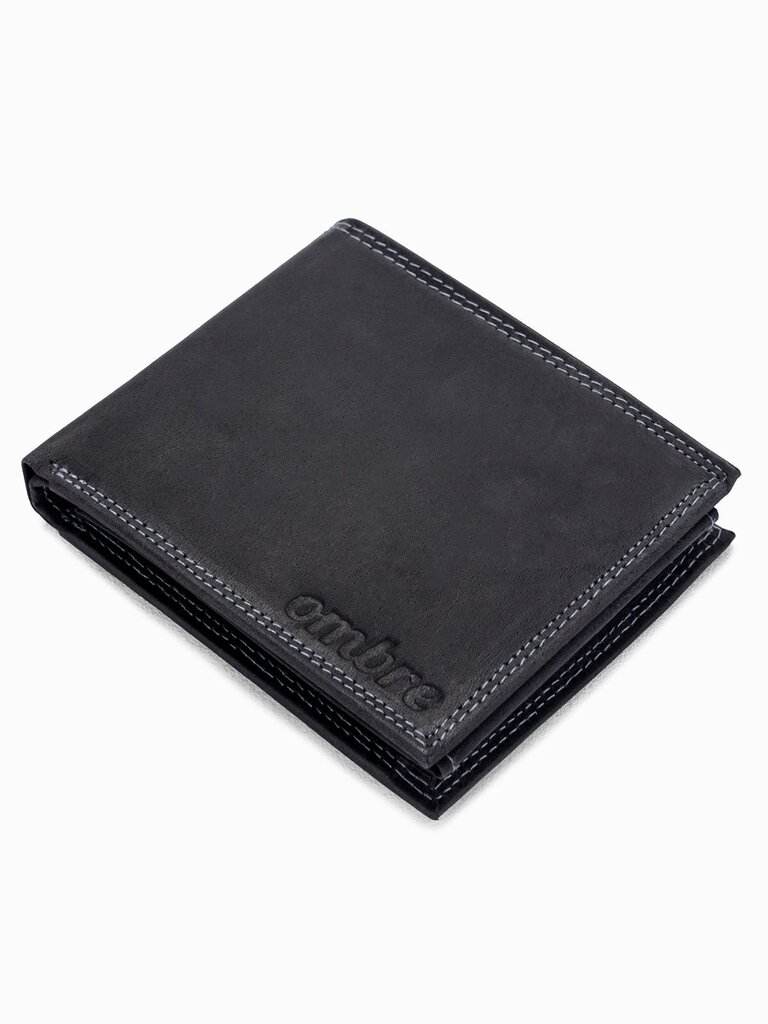 Vyriška didelė odinė piniginė Ombre A092 juoda kaina ir informacija | Vyriškos piniginės, kortelių dėklai | pigu.lt