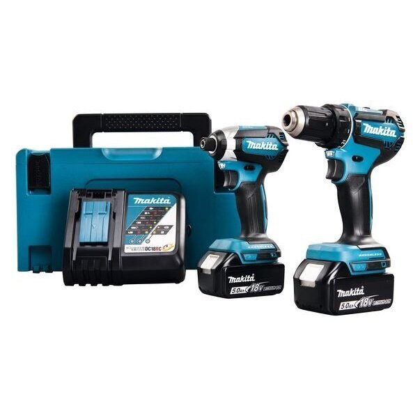 Combokit Makita DLX2289TJ akumuliatorinis gręžtuvas+ akumuliatorinis smūginis atsuktuvas (DDF485+DTD153) 18V 2 x 5,0 Ah Li ion цена и информация | Suktuvai, gręžtuvai | pigu.lt