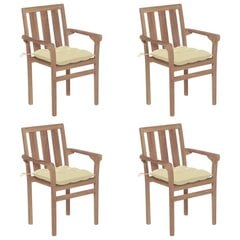Sukraunamos sodo kėdės su pagalvėlėmis, 4 vnt, rudos kaina ir informacija | Lauko kėdės, foteliai, pufai | pigu.lt