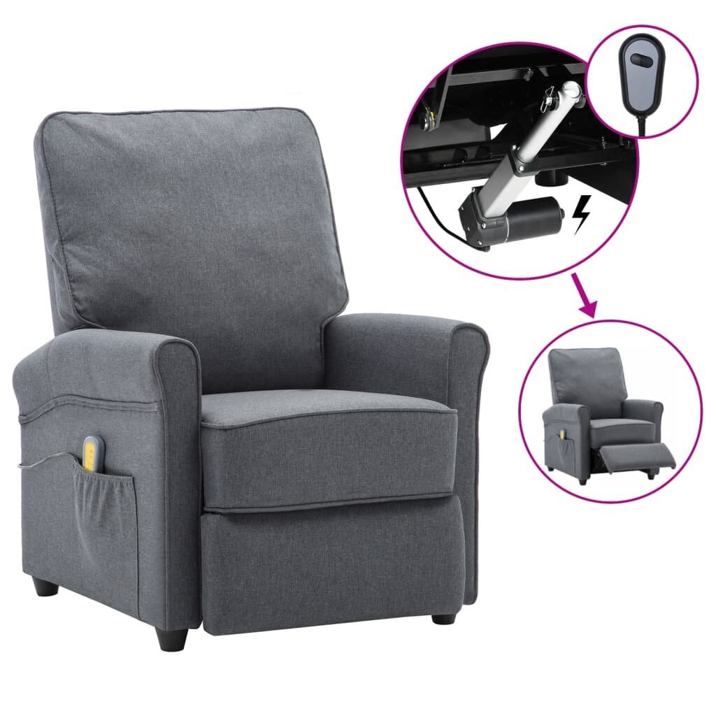 Elektrinis atlošiamas masažinis krėslas, pilkas kaina ir informacija | Svetainės foteliai | pigu.lt