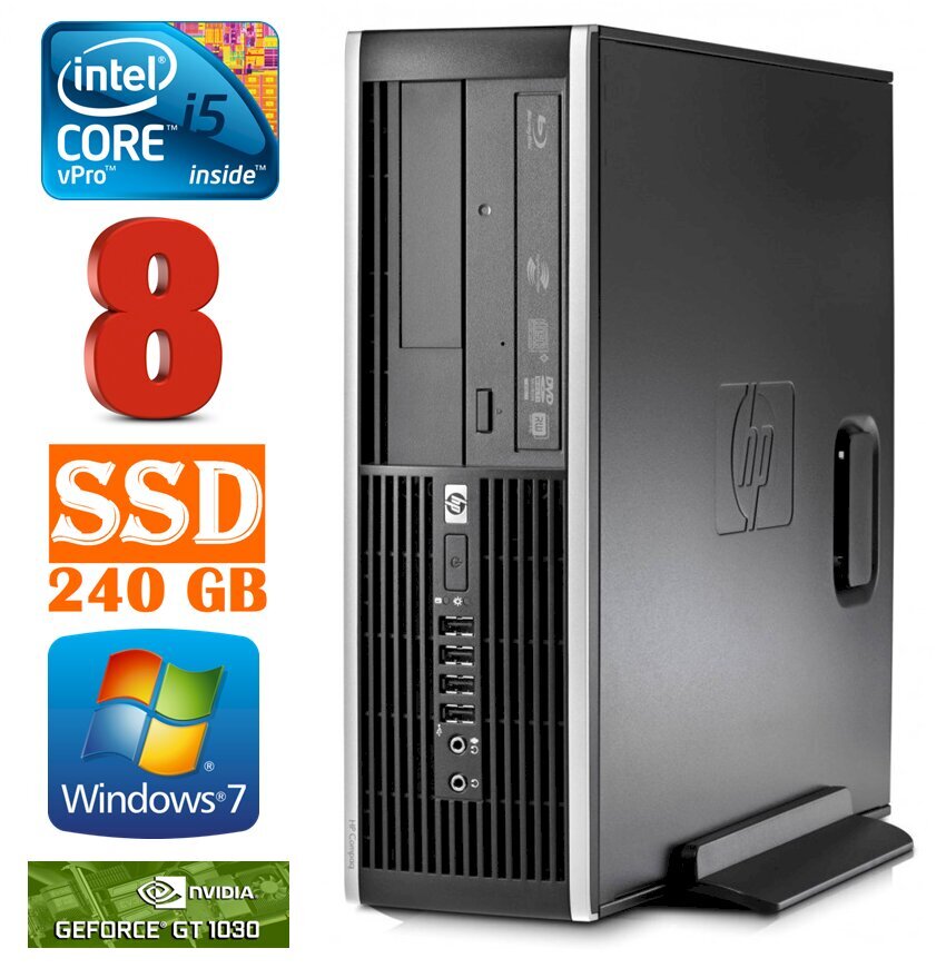 HP 8100 Elite SFF i5-650 8GB 240SSD GT1030 2GB DVD WIN7Pro kaina ir informacija | Stacionarūs kompiuteriai | pigu.lt