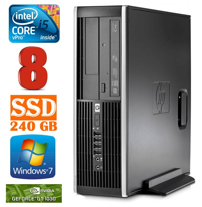 HP 8100 Elite SFF i5-650 8GB 240SSD GT1030 2GB DVD WIN7Pro цена и информация | Stacionarūs kompiuteriai | pigu.lt