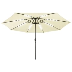Lauko skėtis su LED ir metaliniu stulpu, 400 cm, rudas цена и информация | Зонты, маркизы, стойки | pigu.lt