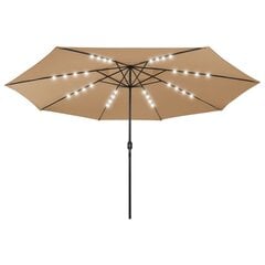 Lauko skėtis su LED ir metaliniu stulpu, 400 cm, rudas цена и информация | Зонты, маркизы, стойки | pigu.lt