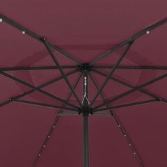 Lauko skėtis su LED ir metaliniu stulpu, 400 cm, raudonas kaina ir informacija | Skėčiai, markizės, stovai | pigu.lt