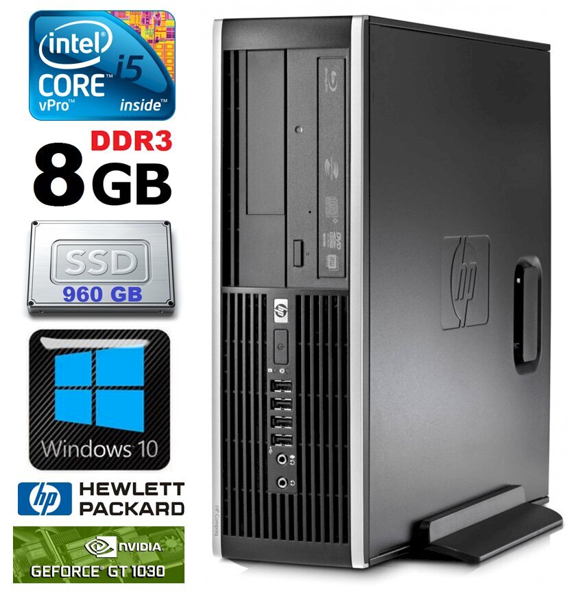 HP 8100 Elite SFF i5-650 8GB 960SSD GT1030 2GB DVD WIN10 kaina ir informacija | Stacionarūs kompiuteriai | pigu.lt