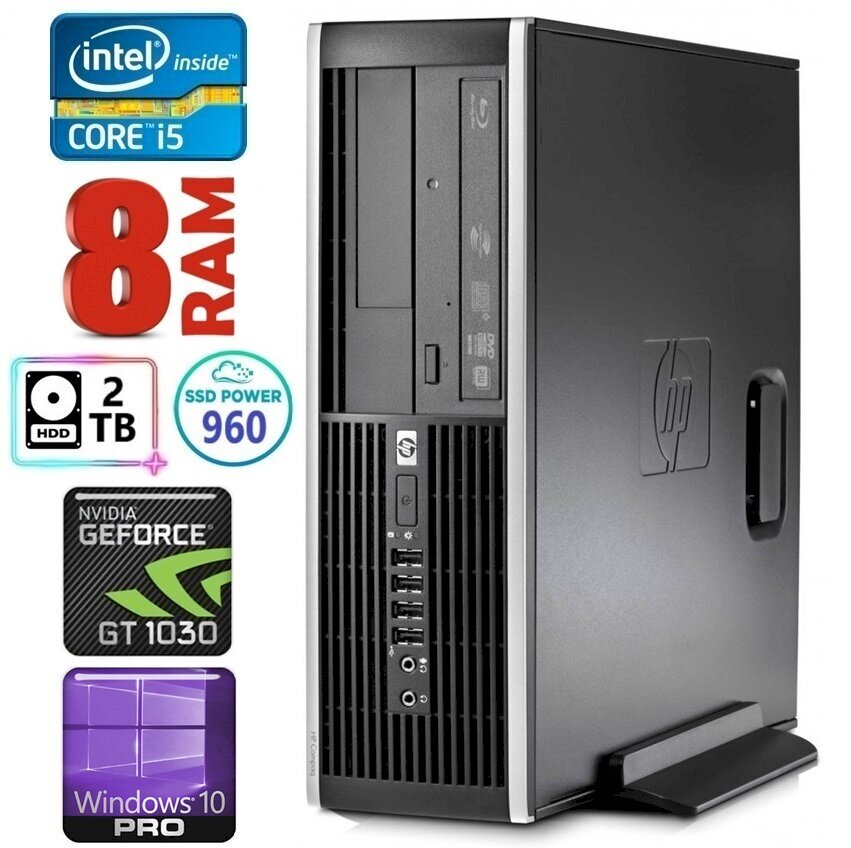 HP 8100 Elite SFF i5-750 8GB 960SSD+2TB GT1030 2GB DVD WIN10Pro цена и информация | Stacionarūs kompiuteriai | pigu.lt