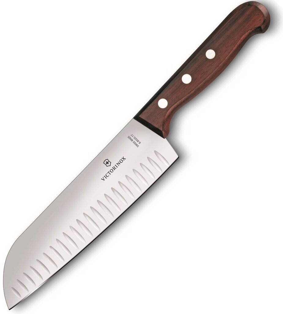 Virėjo peilis Santoku Victorinox, 17 cm., medinė rankena цена и информация | Peiliai ir jų priedai | pigu.lt