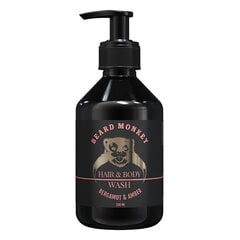 BEARD MONKEY Šampūnas kūnui ir plaukams Bergamot & Amber 250 ml kaina ir informacija | Šampūnai | pigu.lt