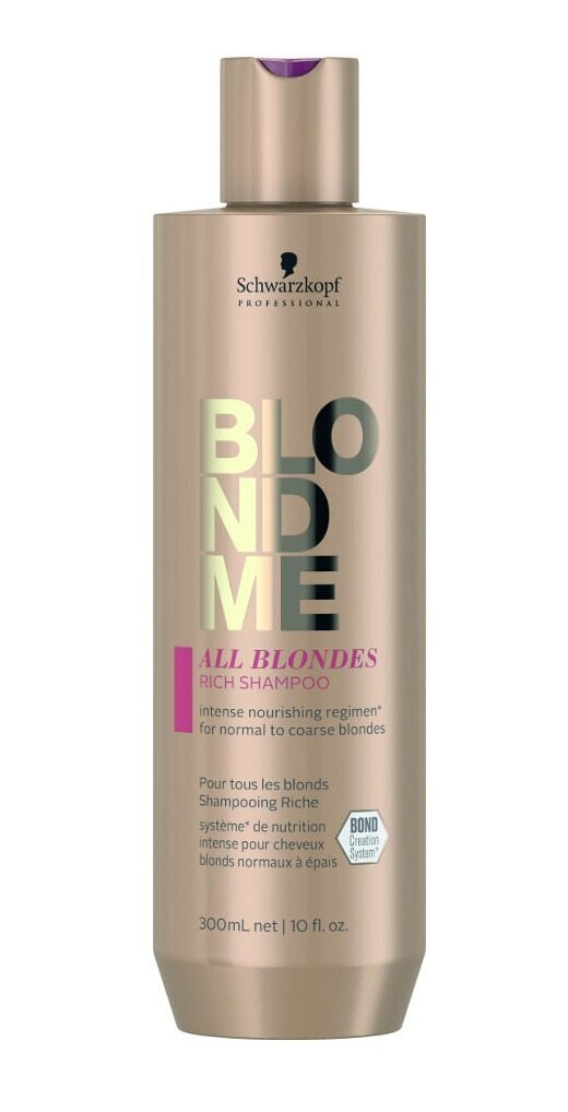 Maitinamasis plaukų šampūnas Schwarzkopf Blond Me All Blondes Rich 300 ml kaina ir informacija | Šampūnai | pigu.lt