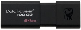 MEMORY DRIVE FLASH USB3 64 Гб/DT100G3/64Гб KINGSTON цена и информация | USB накопители данных | pigu.lt