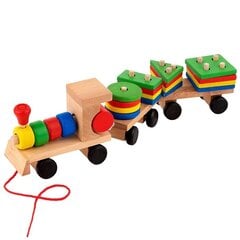 Деревянный паровозик-конструктор, 30 см цена и информация | Игрушки для мальчиков | pigu.lt