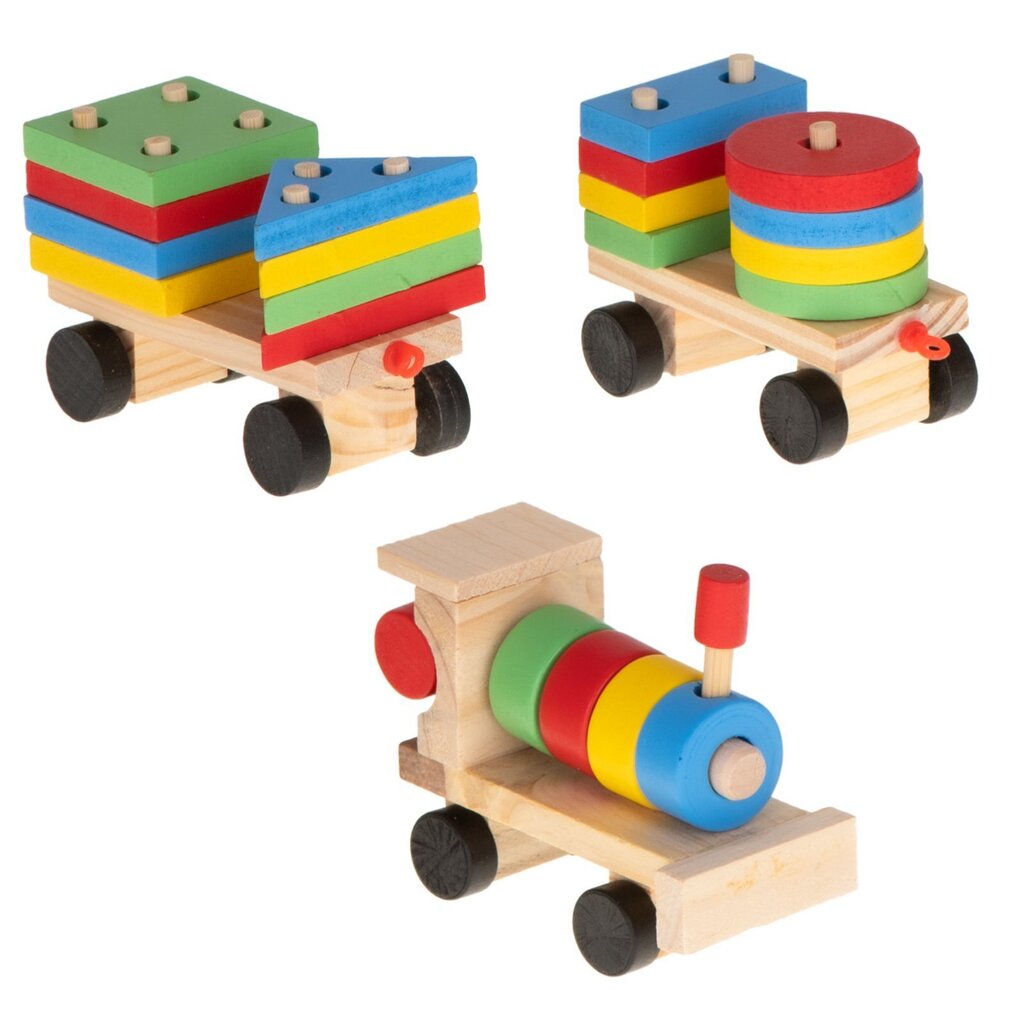Medinis traukinys su kaladėlėmis цена и информация | Žaislai berniukams | pigu.lt