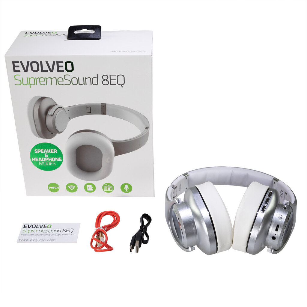 Evolveo Supreme Sound 8EQ 2 in 1 Silver цена и информация | Ausinės | pigu.lt