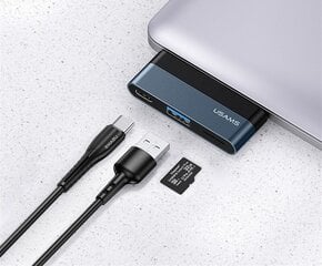 USAMS SJ491 USB-C šakotuvas į 1xUSB, 1xUSB-C, Micro SD, Juodas kaina ir informacija | Usams Kompiuterių priedai | pigu.lt
