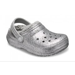 Crocs™ šlepetės vaikams Classic Crocs Cutie Clog Kid's Classic Glitter Lined Clog Kid's 80170, sidabrinės spalvos цена и информация | Детские тапочки, домашняя обувь | pigu.lt