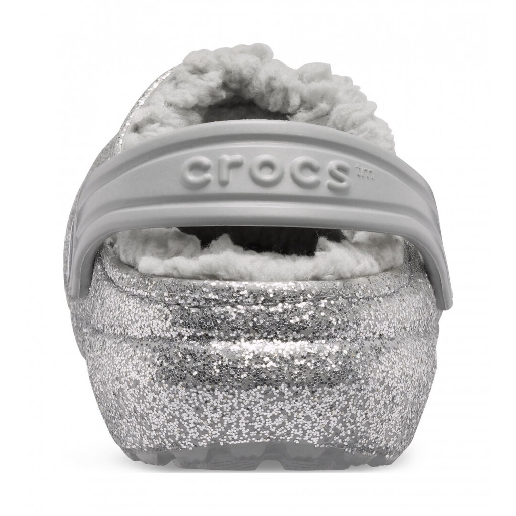 Crocs™ šlepetės vaikams Classic Crocs Cutie Clog Kid's Classic Glitter Lined Clog Kid's 80170, sidabrinės spalvos kaina ir informacija | Šlepetės, kambario avalynė vaikams | pigu.lt