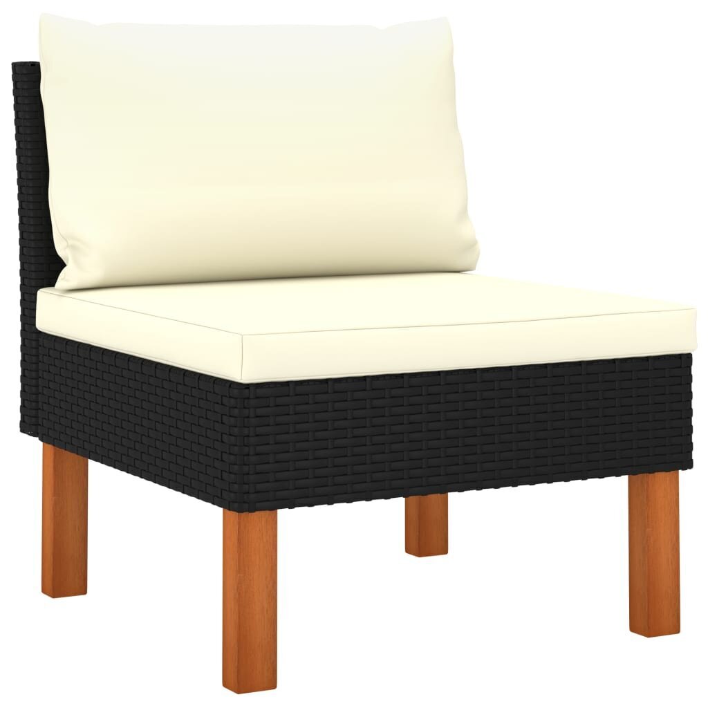 Trivietė sodo sofa su pagalvėlėmis, juoda kaina ir informacija | Lauko kėdės, foteliai, pufai | pigu.lt
