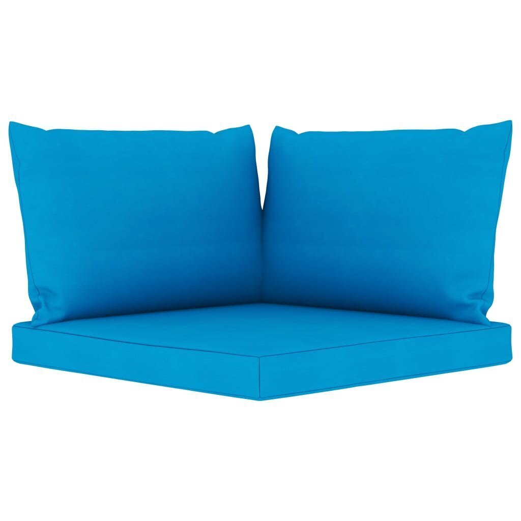 Sodo komplektas su šviesiai mėlynomis pagalvėlėmis, 6 dalių, rudas kaina ir informacija | Lauko baldų komplektai | pigu.lt